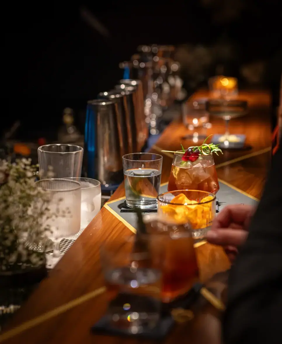 Cinematic Drink on a Bar Counter